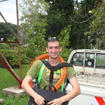 Sean getting ready to climb MRC remote radio tower.